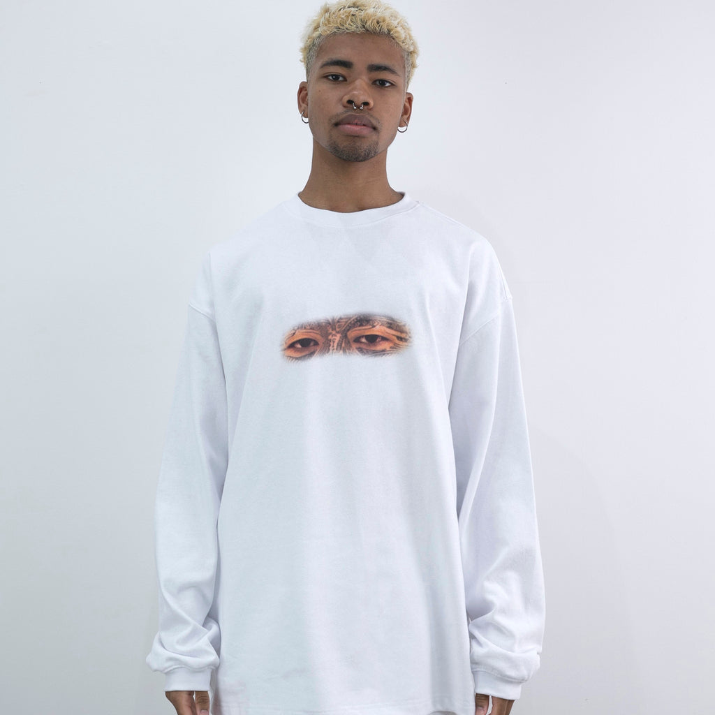 NISHIMOTO IS THE MOUTH EYES L/S TEE NIM-W32 WHITE