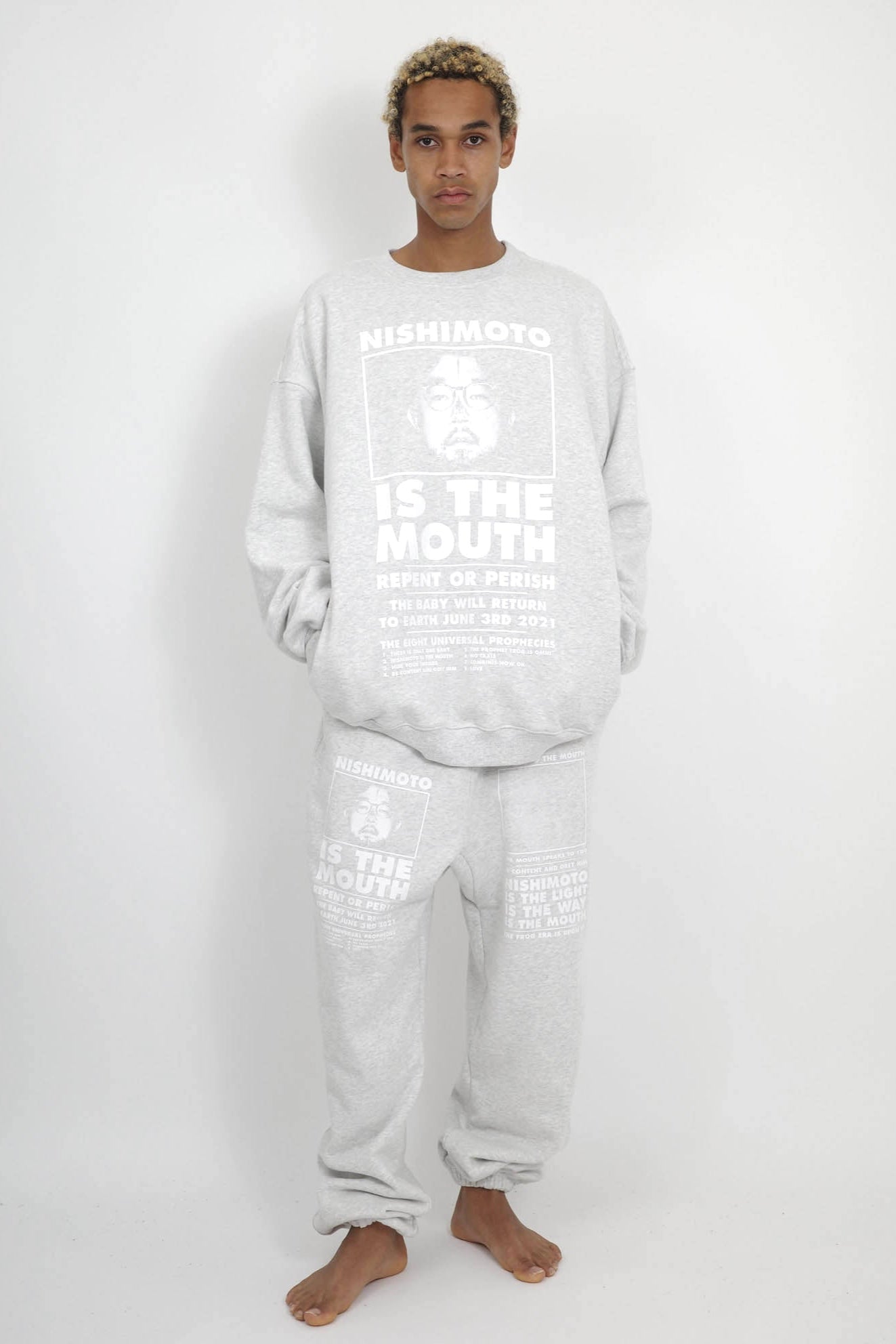 NISHIMOTO IS THE MOUTH SWEAT PANTS NIM-L15CM LIGHT HEATHER GREY