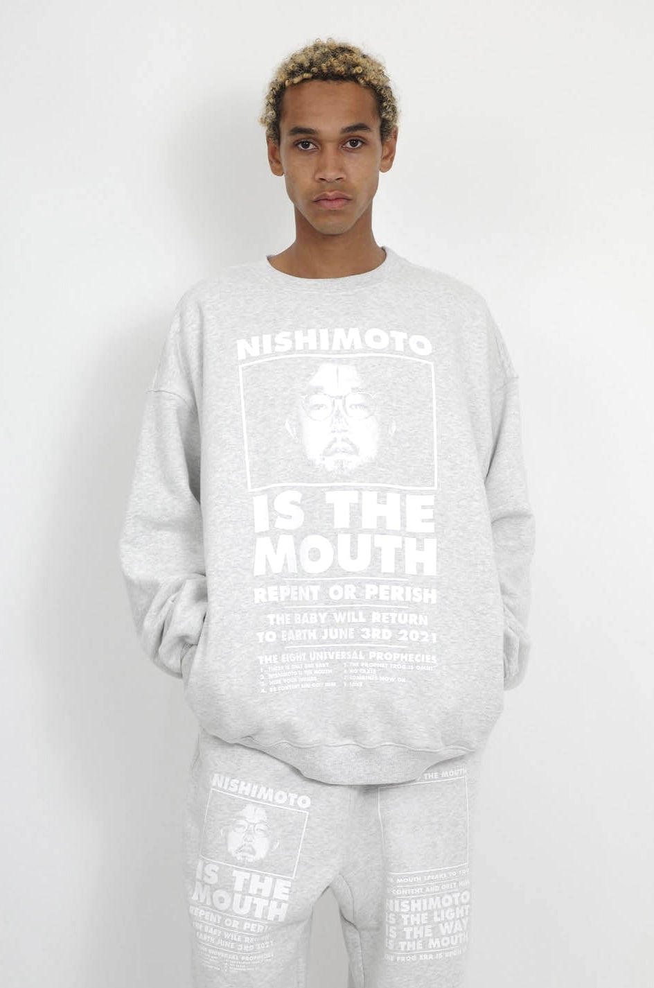 NISHIMOTO IS THE MOUTH SWEATSHIRT NIM-L14CM LIGHT HEATHER GREY
