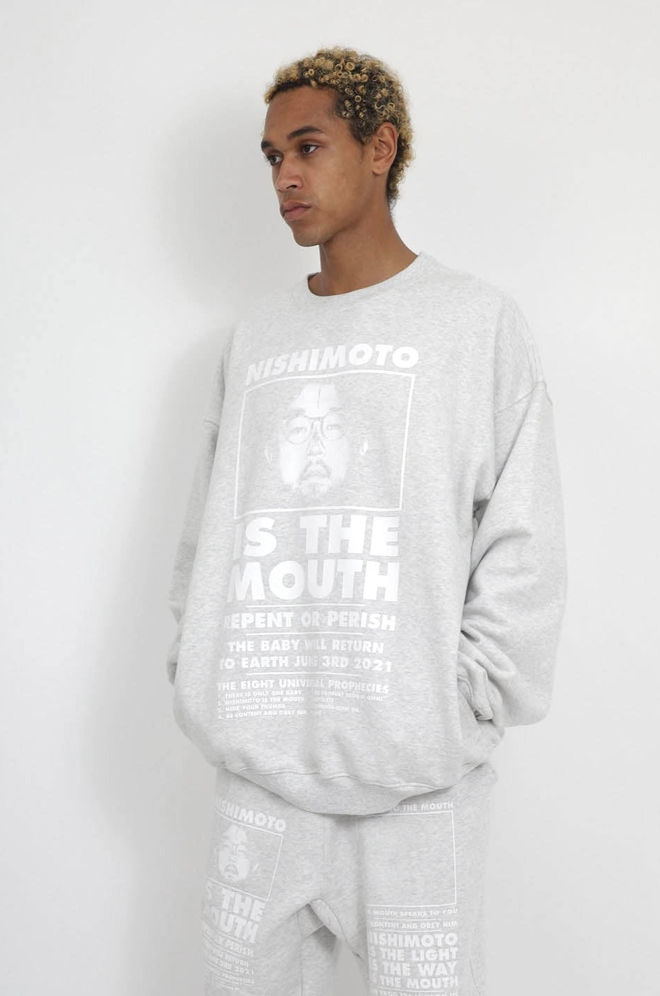 NISHIMOTO IS THE MOUTH SWEATSHIRT NIM-L14CM LIGHT HEATHER GREY