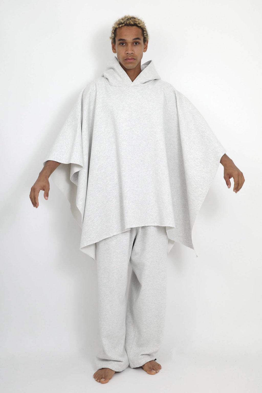 NISHIMOTO IS THE MOUTH WIDE SWEAT PONCHO NIM-WD09 LIGHT HEATHER GREY