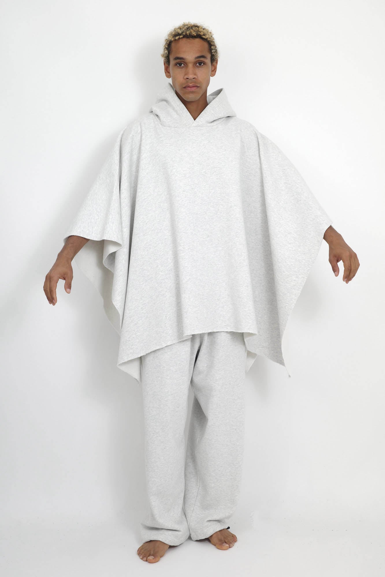 NISHIMOTO IS THE MOUTH WIDE SWEAT PONCHO NIM-WD09 LIGHT HEATHER GRAY