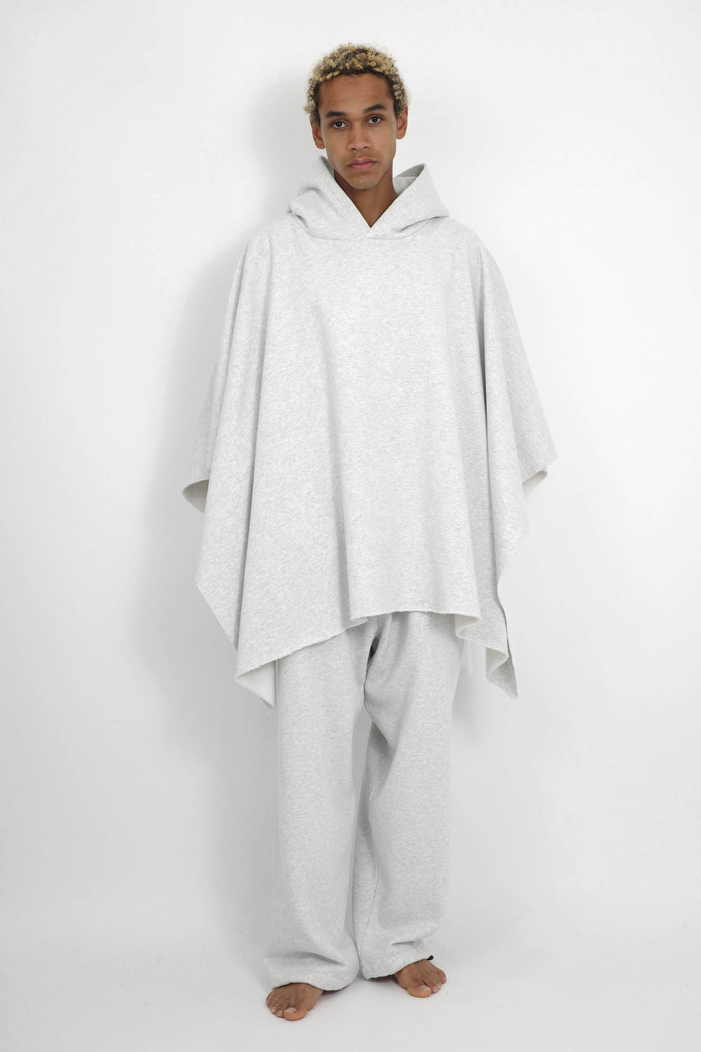NISHIMOTO IS THE MOUTH WIDE SWEAT PONCHO NIM-WD09 LIGHT HEATHER GREY