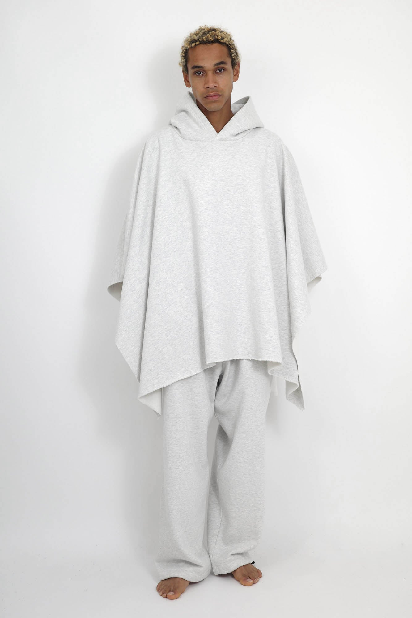 NISHIMOTO IS THE MOUTH WIDE SWEAT PONCHO NIM-WD09 LIGHT HEATHER GRAY