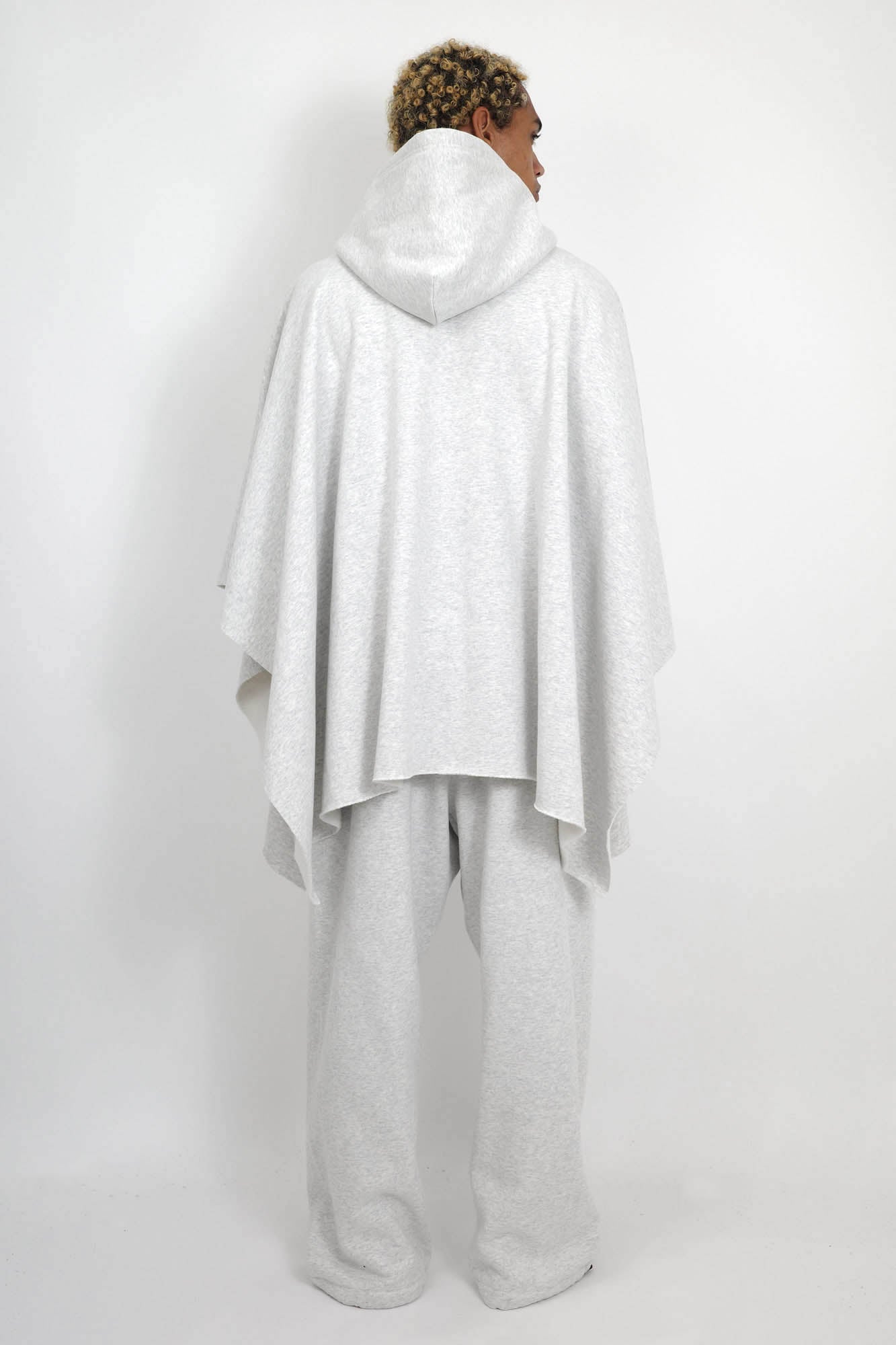 NISHIMOTO IS THE MOUTH WIDE SWEAT PONCHO NIM-WD09 LIGHT HEATHER GREY