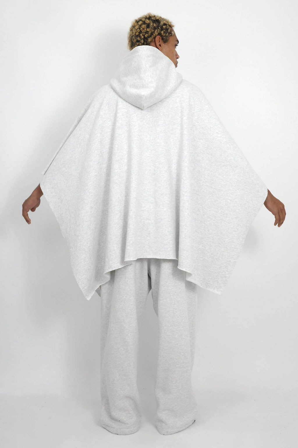 NISHIMOTO IS THE MOUTH WIDE SWEAT PONCHO NIM-WD09 LIGHT HEATHER GREY