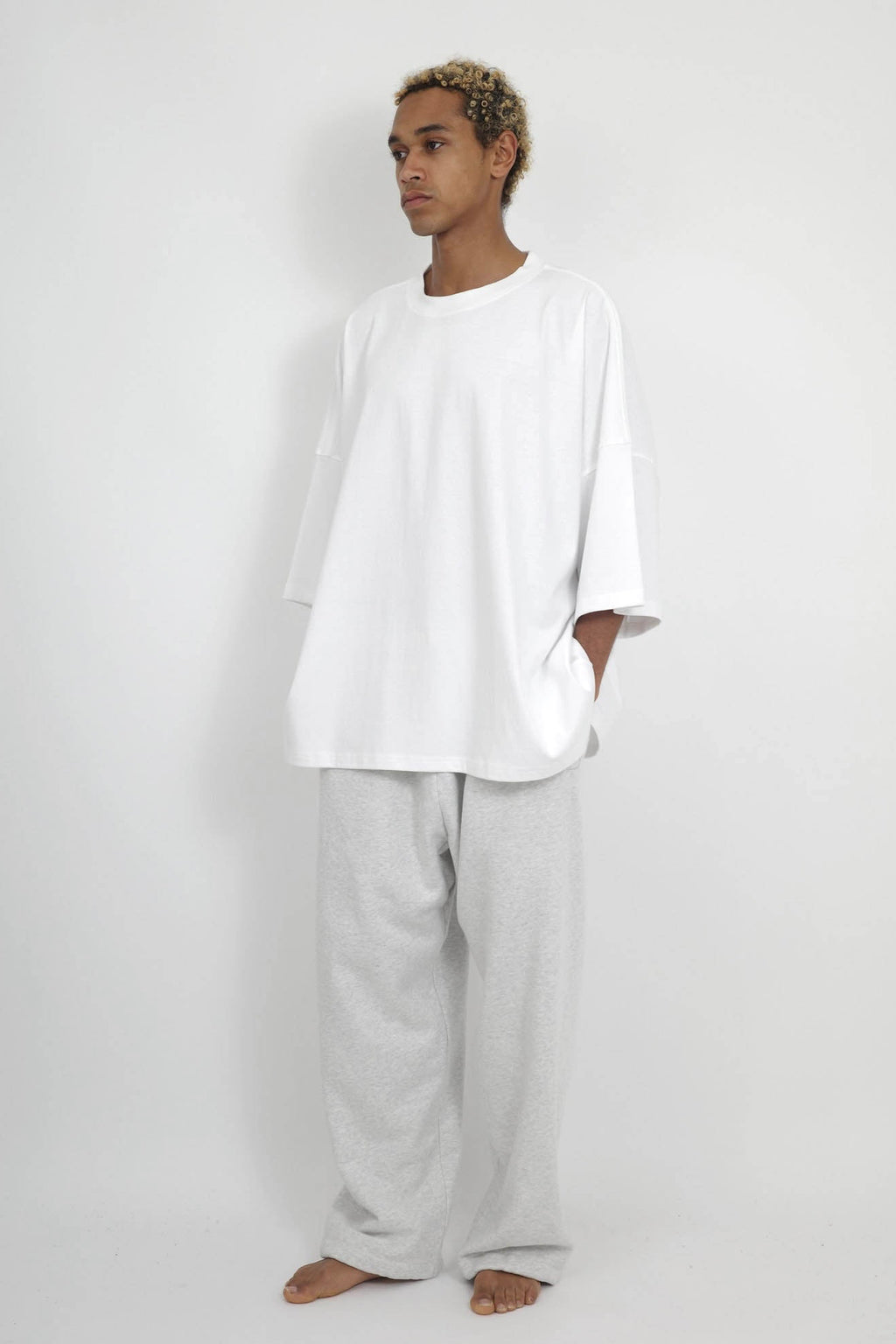 NISHIMOTO IS THE MOUTH WIDE SWEAT PANTS NIM-WD08 LIGHT HEATHER GREY