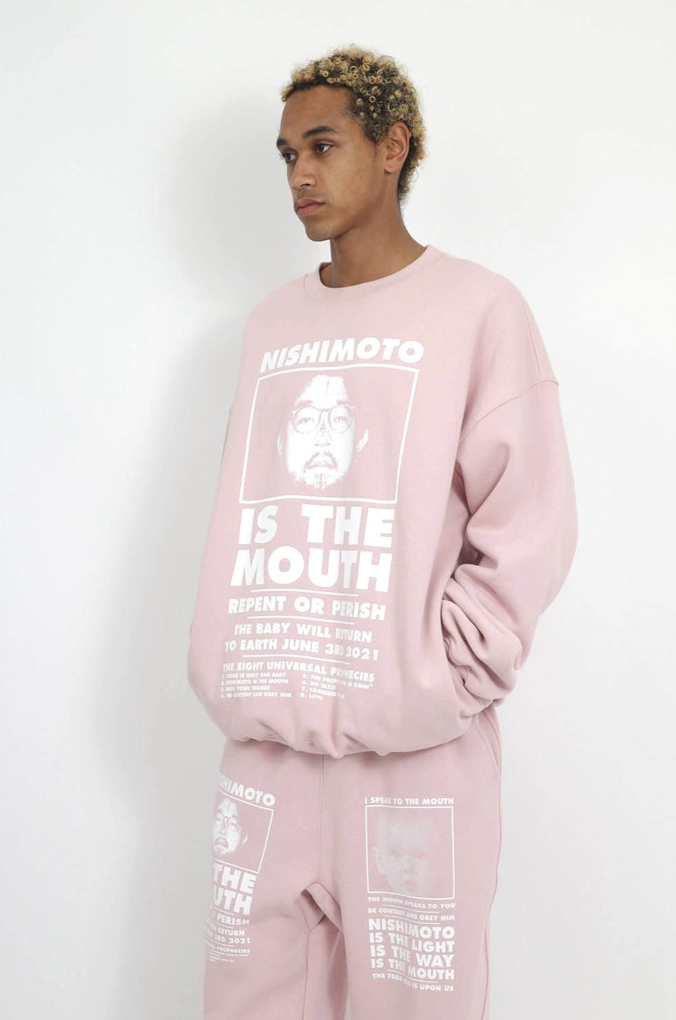 NISHIMOTO IS THE MOUTH SWEATSHIRT NIM-L14CM SMOKE PINK
