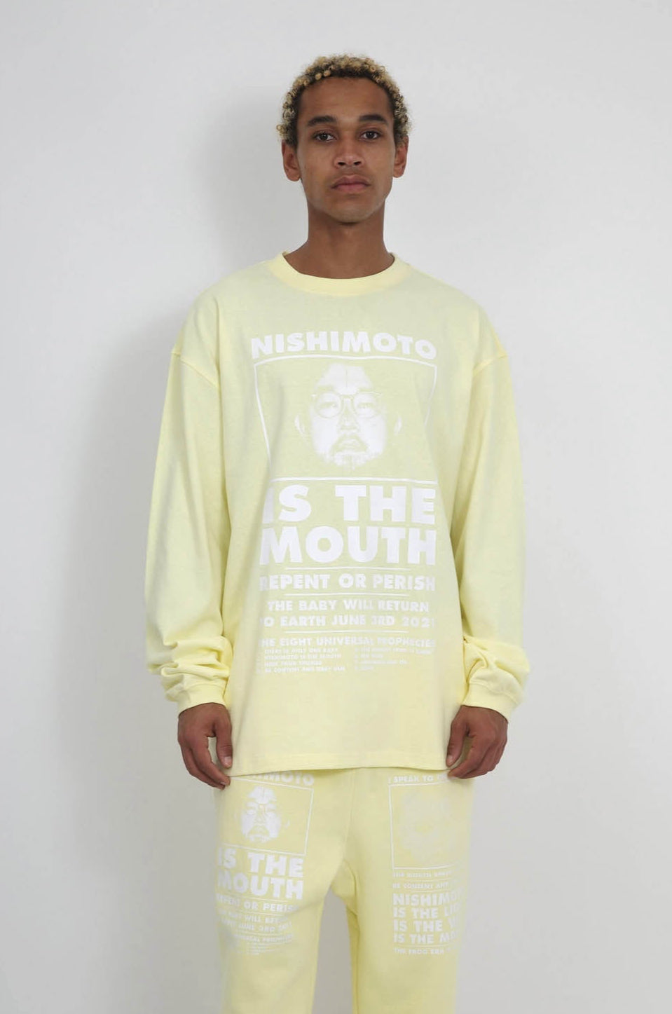 NISHIMOTO IS THE MOUTH L/S TEE NIM-L12CM LIGHT YELLOW
