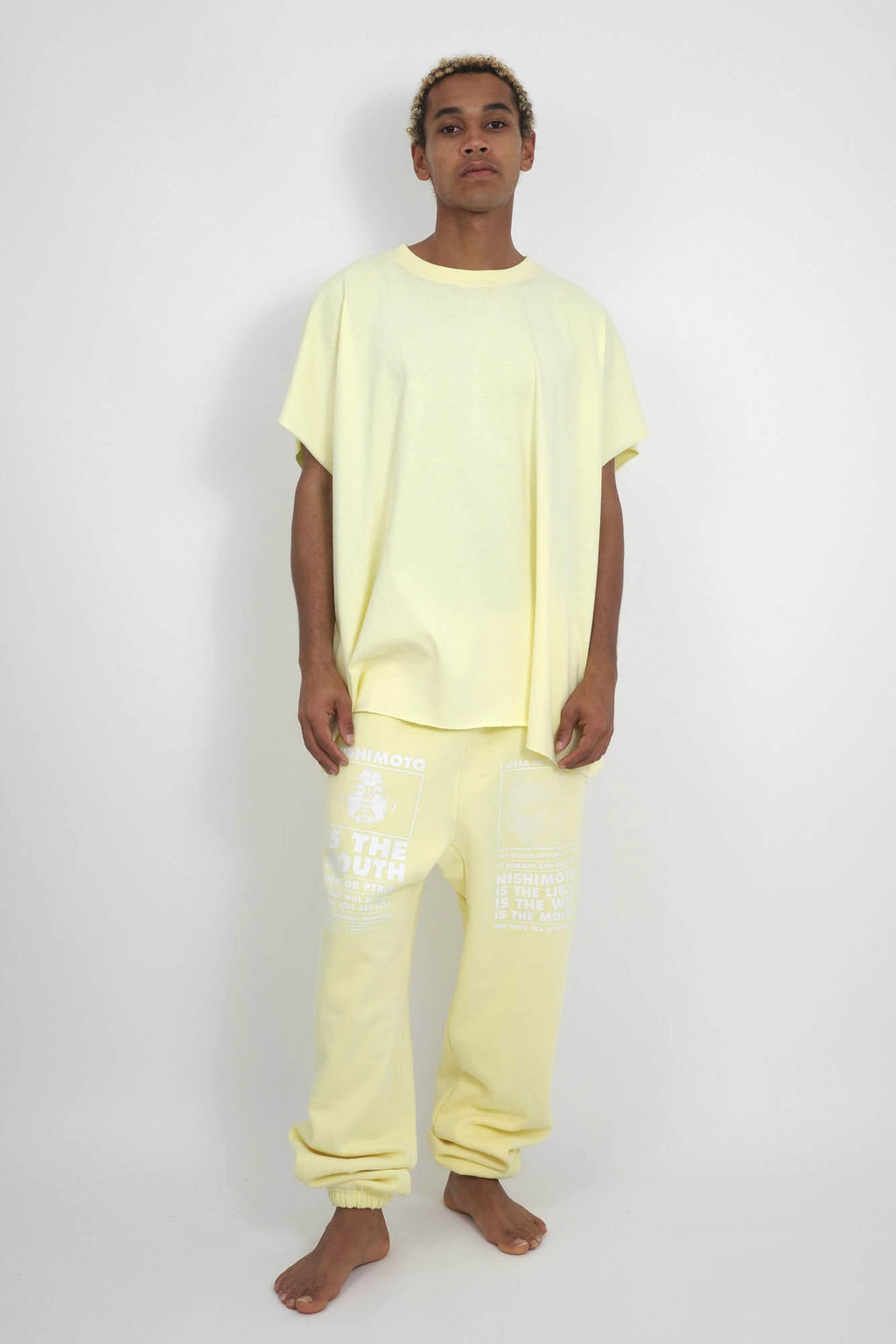 NISHIMOTO IS THE MOUTH WIDE SWEAT PANTS NIM-WD08 LIGHT YELLOW