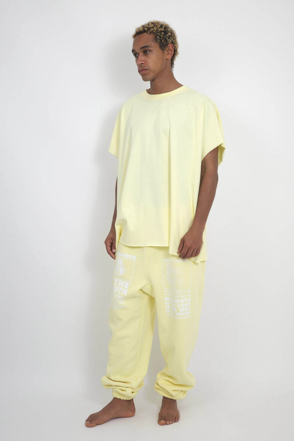NISHIMOTO IS THE MOUTH WIDE SWEAT PANTS NIM-WD08 LIGHT YELLOW