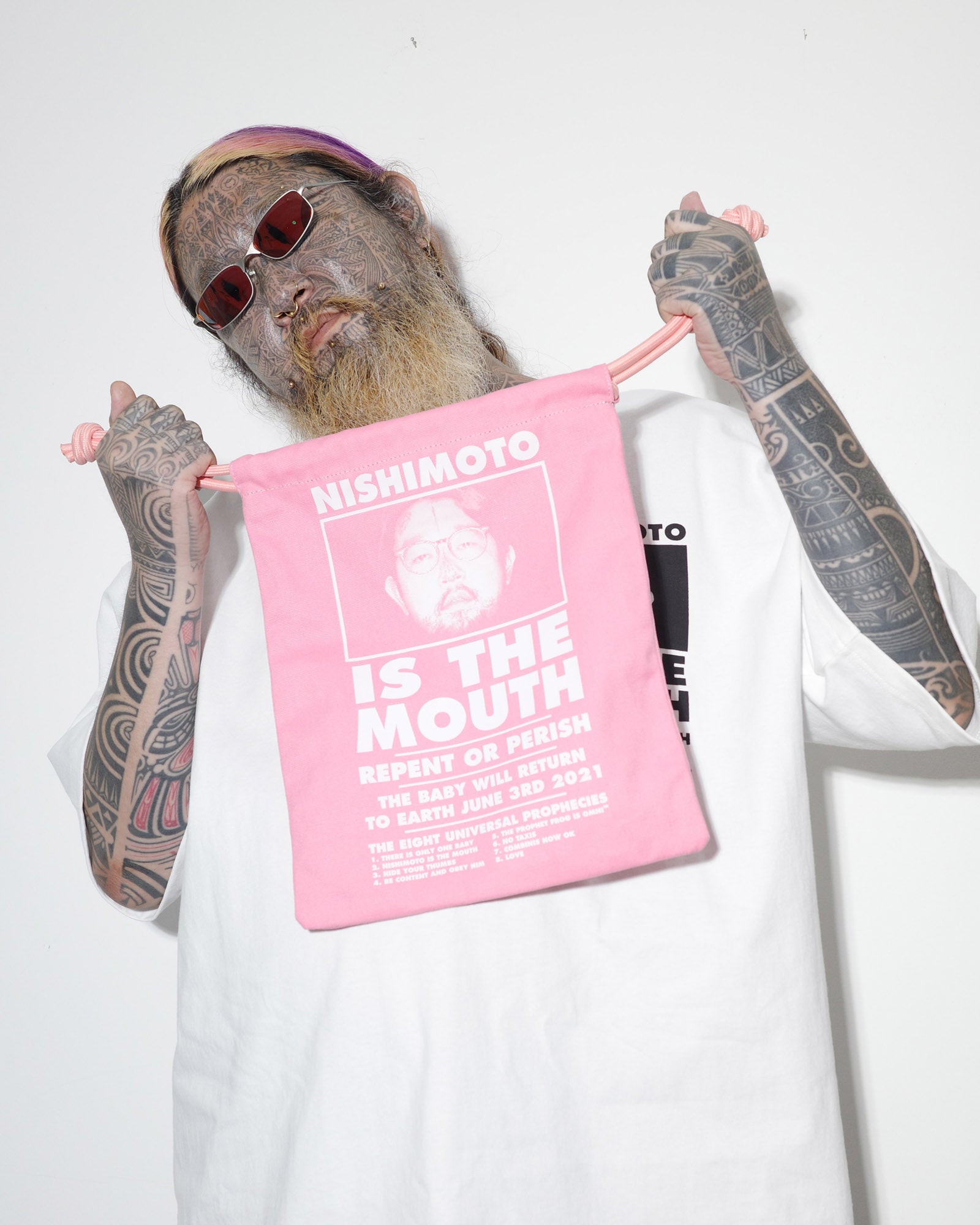 NISHIMOTO IS THE MOUTH BIG DRAWSTRING BAG NIM-G27 PINK