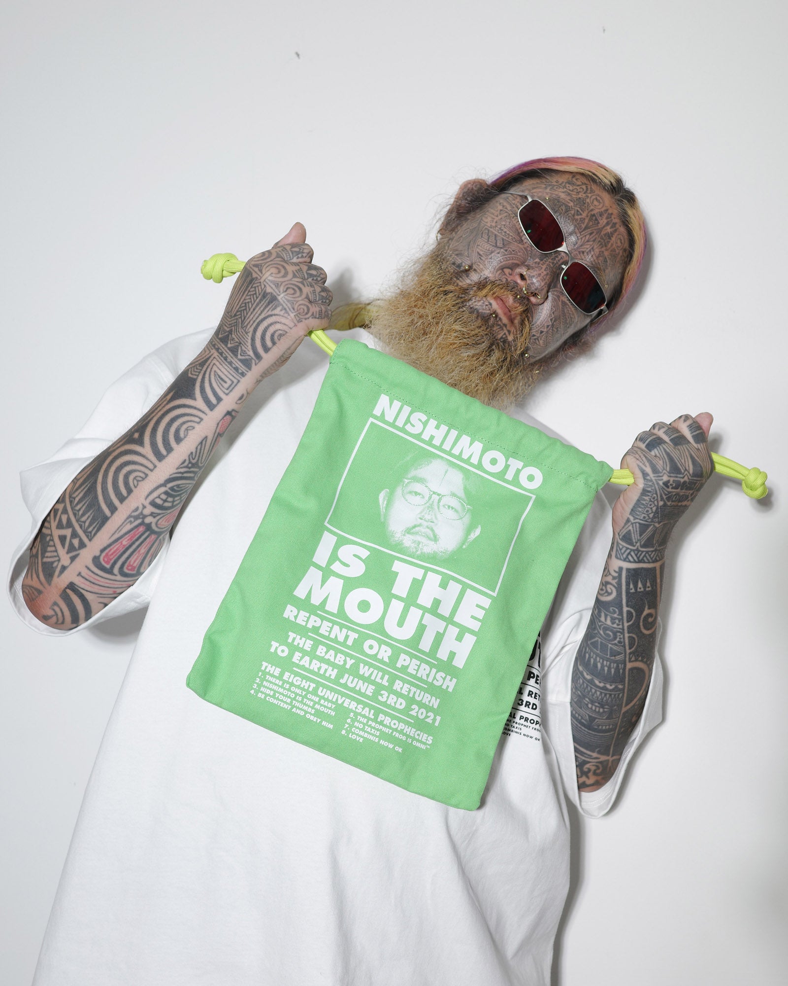 NISHIMOTO IS THE MOUTH BIG DRAWSTRING BAG NIM-G27 GREEN