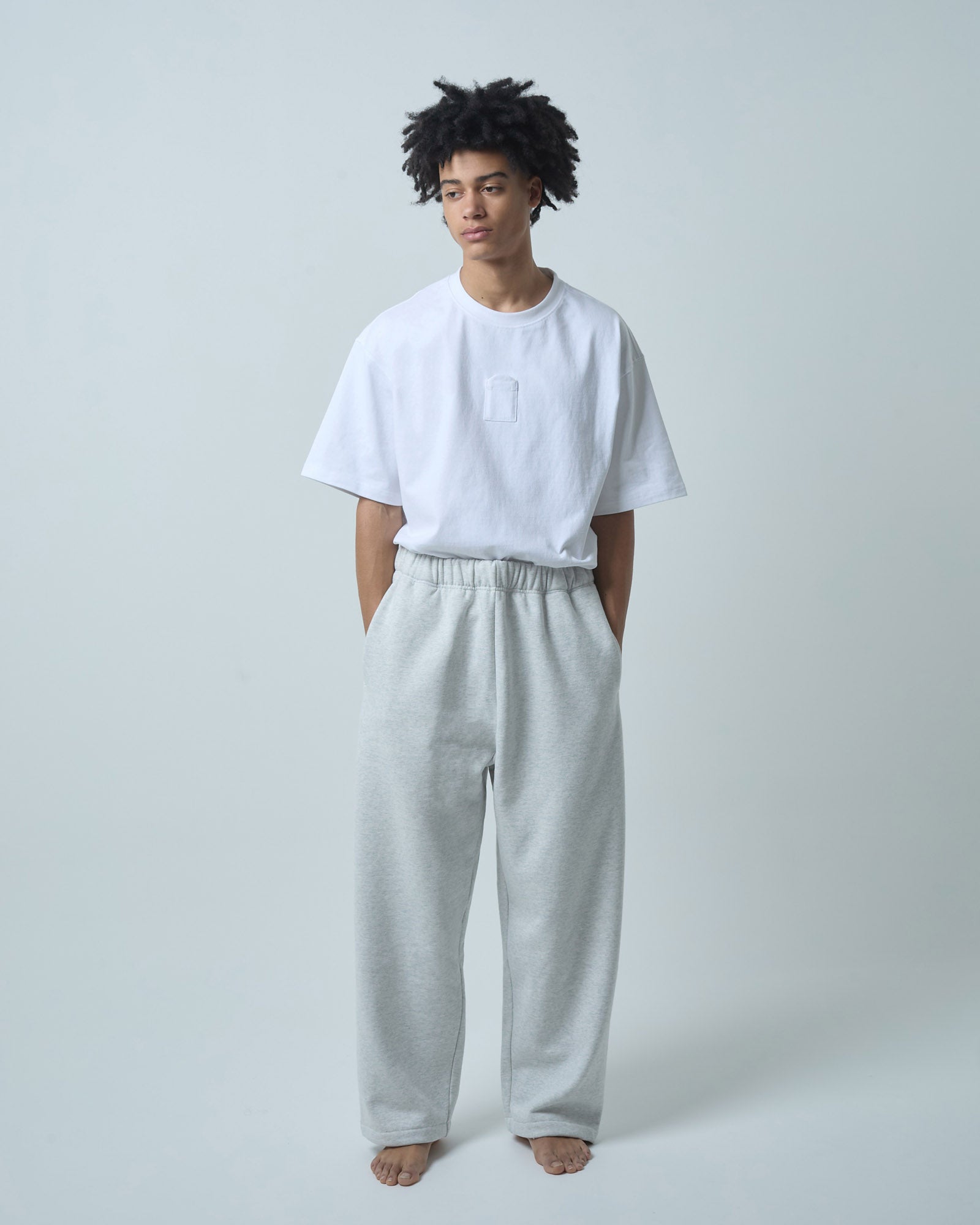 BOKUNOU COMMON NO MONEY WIDE SWEATPANTS BNCM-104P LIGHT HEATHER GREY