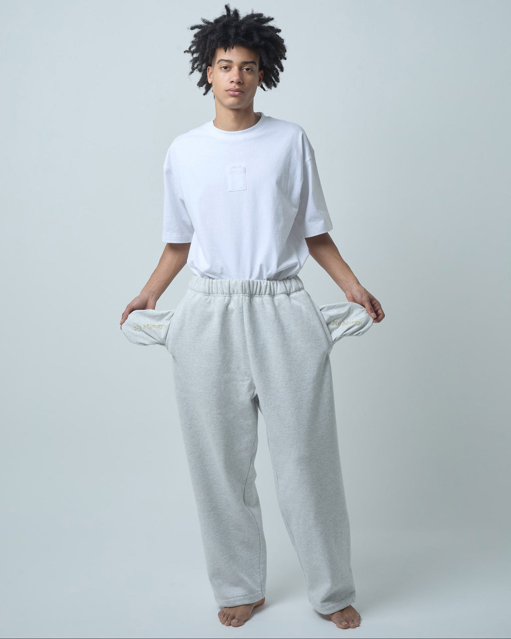 BOKUNOU COMMON NO MONEY WIDE SWEATPANTS BNCM-104P LIGHT HEATHER GREY
