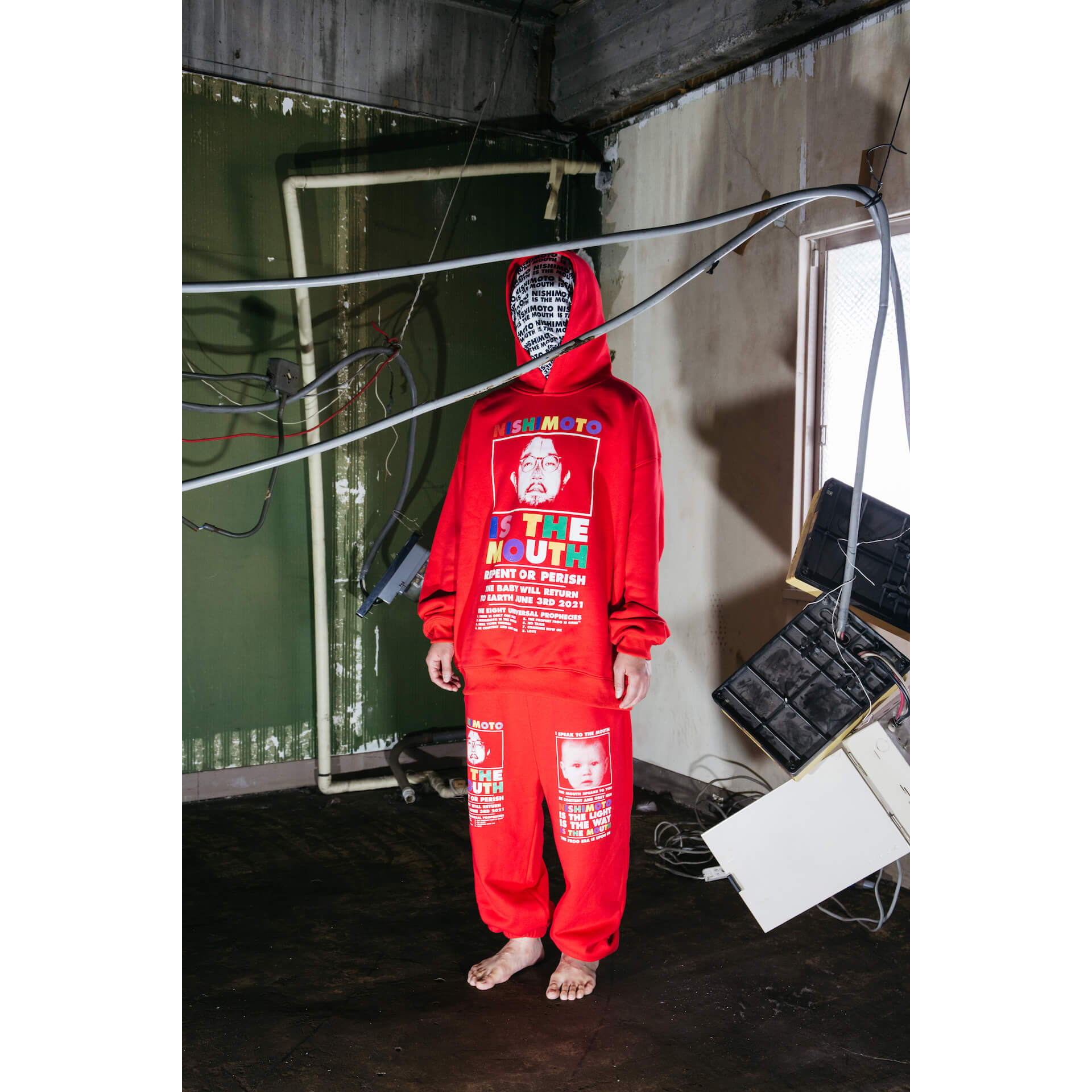 NISHIMOTO IS THE MOUTH CLASSIC SWEAT PANTS  (GLITTER)NIM-L15G RED