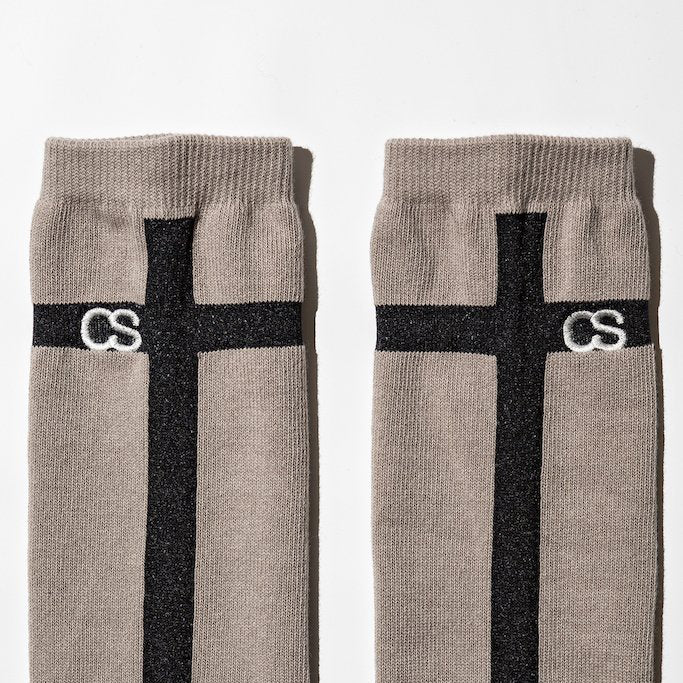 COMMON SOX LONG SOCKS"LINE" CSR-002 BEIGE