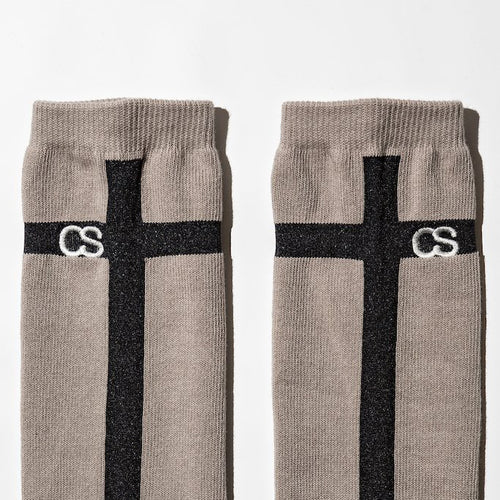 COMMON SOX LONG SOCKS "LINE" CSR-002 BEIGE