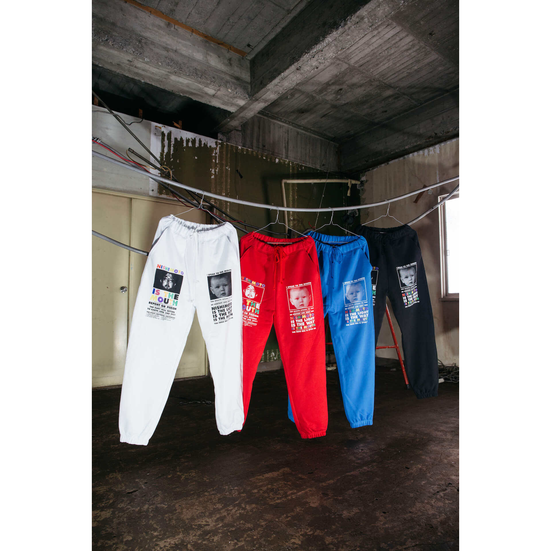 NISHIMOTO IS THE MOUTH CLASSIC SWEAT PANTS  (GLITTER)NIM-L15G RED