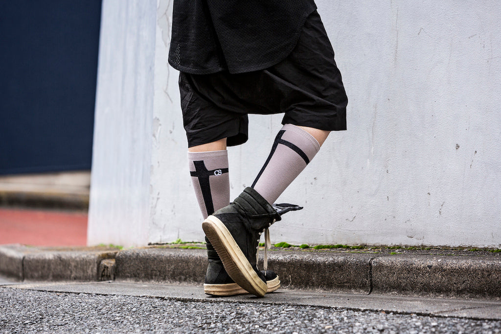 COMMON SOX LONG SOCKS"LINE" CSR-002 BEIGE